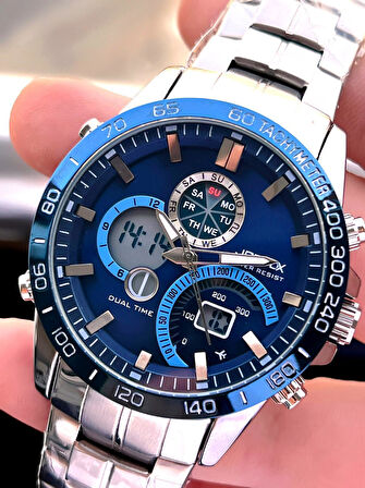 Joefox Çelik Kordon Dijital Ve Analog 2 Yıl Garantili 3 Atm Suya Dayanıklı Erkek Kol Saati JOE.CL02