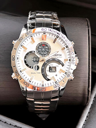 Joefox Çelik Kordon Dijital Ve Analog 2 Yıl Garantili 3 Atm Suya Dayanıklı Erkek Kol Saati JOE.CL03