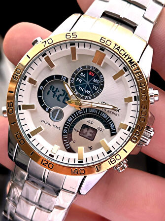 Joefox Çelik Kordon Dijital Ve Analog 2 Yıl Garantili 3 Atm Suya Dayanıklı Erkek Kol Saati JOE.CL05