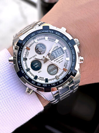 Joefox Çelik Kordon Dijital Ve Analog 2 Yıl Garantili 3 Atm Suya Dayanıklı Erkek Kol Saati JOE.CL06