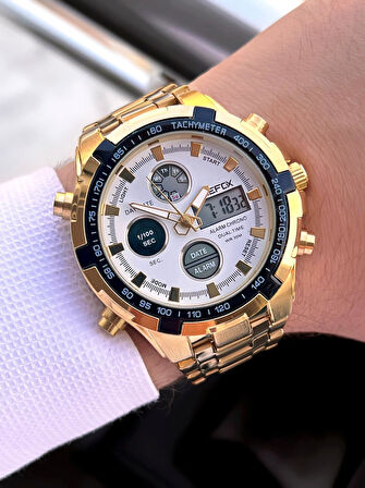 Joefox Çelik Kordon Dijital Ve Analog 2 Yıl Garantili 3 Atm Suya Dayanıklı Erkek Kol Saati JOE.CL08