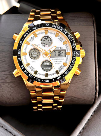 Joefox Çelik Kordon Dijital Ve Analog 2 Yıl Garantili 3 Atm Suya Dayanıklı Erkek Kol Saati JOE.CL08