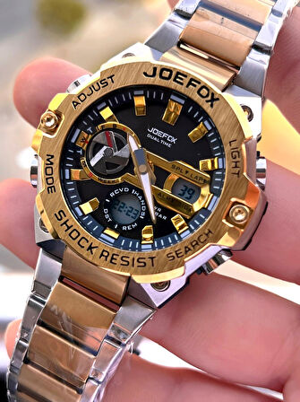 Joefox Çelik Kordon Dijital Ve Analog 2 Yıl Garantili 3 Atm Suya Dayanıklı Erkek Kol Saati JOE.CL11