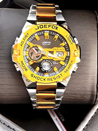 Joefox Çelik Kordon Dijital Ve Analog 2 Yıl Garantili 3 Atm Suya Dayanıklı Erkek Kol Saati JOE.CL11