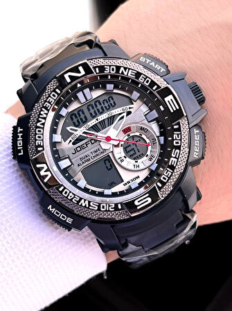 Joefox Çelik Kordon Dijital Ve Analog 2 Yıl Garantili 3 Atm Suya Dayanıklı Erkek Kol Saati JOE1.LC04