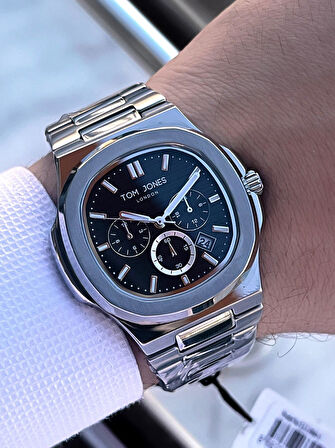 Tom Jones Çelik Kordon 3 Atm Suya Dayanıklı 2 Yıl Garantili Erkek Kol Saati+Bileklik TJE1.10044.2