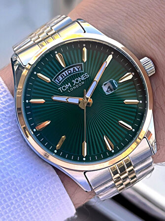 Tom Jones Çelik Kordon 3 Atm Suya Dayanıklı 2 Yıl Garantili Erkek Kol Saati+Bileklik TJE1.2390.5