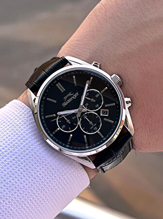 Slazenger Deri Kordon İç Fonksiyonları Aktif 10 Atm Suya Dayanıklı Erkek Kol Saati ESL.09.2494.2.01