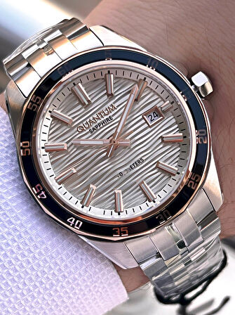 Quantum Sapphire Cizilmez Cam Çelik Kordon 2 Yıl Garantili 10 Atm Erkek Kol Saat EDG.1211.570
