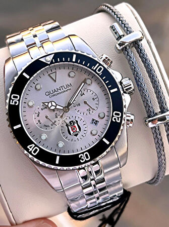 Quantum Beşiktaş Lisanslı İtalyan Tasarım Bileklik Hediyeli 10 Atm Taraftar Kol Saati EBJK1089.330