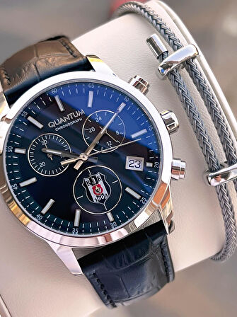 Quantum Beşiktaşlı Lisanslı İtalyan Tasarım Bileklik Hediyeli 10 Atm Taraftar Kol Saati EBJK1091.361