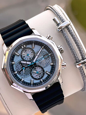 Lee Cooper İtalyan Tasarım Bileklik Hediyeli Silikon Kordon 5 Atm Erkek Kol Saati ELC.08238.301