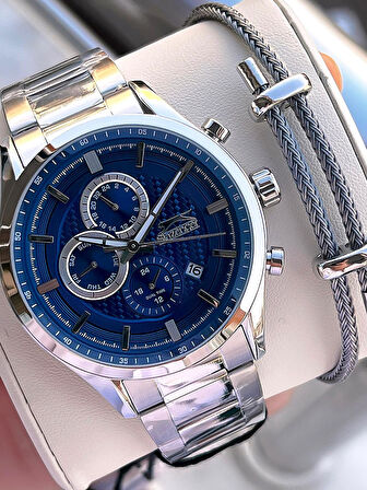 Slazenger İtalyan Tasarım Bileklik Hediyeli 2 Yıl Garantili 10 Atm Çelik Erkek Kol Saat ESL.N1936.2