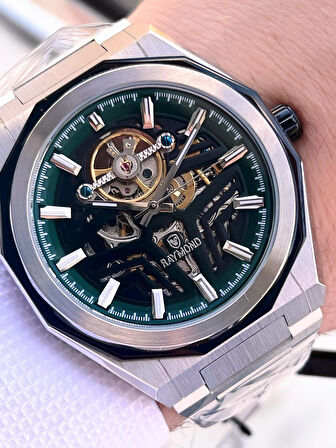 Raymond Çelik Kordon Otomatik Mekanizma 2 Yıl Garantil 5 Atm Erkek Kol Saati+Bileklik RMD.11