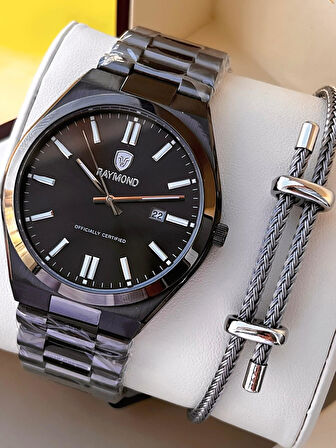 Raymond Nişan Ve Damatlara Özel Çelik Kordon 2 Yıl Garantili 5 Atm Erkek Kol Saati+Bileklik RMD.26