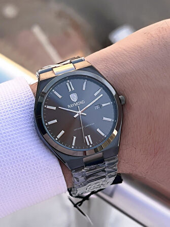 Raymond Nişan Ve Damatlara Özel Çelik Kordon 2 Yıl Garantili 5 Atm Erkek Kol Saati+Bileklik RMD.26