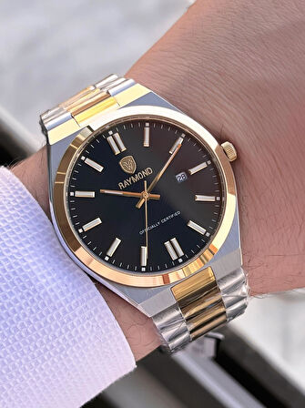 Raymond Nişan Ve Damatlara Özel Çelik Kordon 2 Yıl Garantili 5 Atm Erkek Kol Saati+Bileklik RMD.27