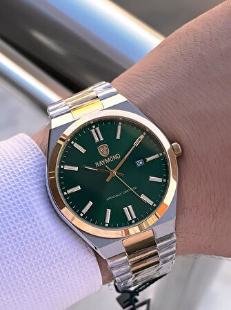 Raymond Nişan Ve Damatlara Özel Çelik Kordon 2 Yıl Garantili 5 Atm Erkek Kol Saati+Bileklik RMD.28