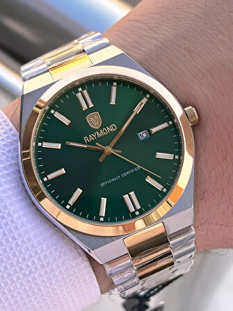 Raymond Nişan Ve Damatlara Özel Çelik Kordon 2 Yıl Garantili 5 Atm Erkek Kol Saati+Bileklik RMD.28