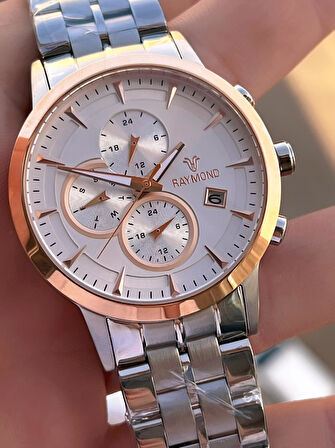 Raymond Nişan Ve Damatlara Özel Çelik Kordon 2 Yıl Garantili 5 Atm Erkek Kol Saati+Bileklik RMD.30