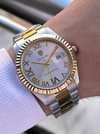 Raymond Nişan Ve Damatlara Özel Çelik Kordon 2 Yıl Garantili 5 Atm Erkek Kol Saati+Bileklik RMD.32