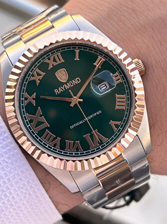 Raymond Nişan Ve Damatlara Özel Çelik Kordon 2 Yıl Garantili 5 Atm Erkek Kol Saati+Bileklik RMD.33