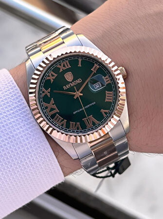 Raymond Nişan Ve Damatlara Özel Çelik Kordon 2 Yıl Garantili 5 Atm Erkek Kol Saati+Bileklik RMD.33