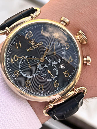 Raymond Nişan Ve Damatlara Özel Deri Kordon 2 Yıl Garantili 5 Atm Erkek Kol Saati+Bileklik RMD.39