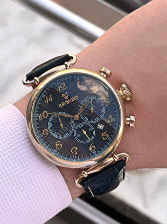 Raymond Nişan Ve Damatlara Özel Deri Kordon 2 Yıl Garantili 5 Atm Erkek Kol Saati+Bileklik RMD.39