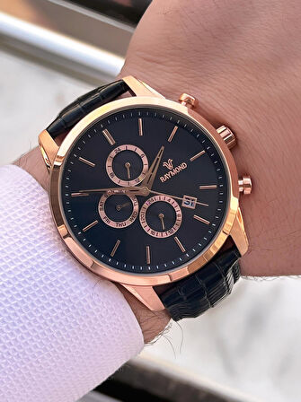 Raymond Nişan Ve Damatlara Özel Deri Kordon 2 Yıl Garantili 5 Atm Erkek Kol Saati+Bileklik RMD.41