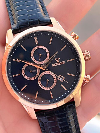 Raymond Nişan Ve Damatlara Özel Deri Kordon 2 Yıl Garantili 5 Atm Erkek Kol Saati+Bileklik RMD.41