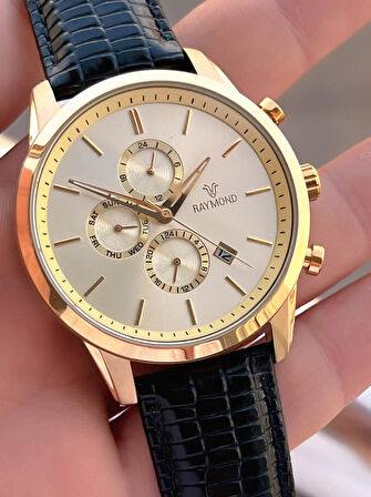 Raymond Nişan Ve Damatlara Özel Deri Kordon 2 Yıl Garantili 5 Atm Erkek Kol Saati+Bileklik RMD.42