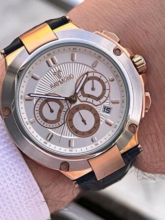 Raymond Nişan Ve Damatlara Özel Deri Kordon 2 Yıl Garantili 5 Atm Erkek Kol Saati+Bileklik RMD.44