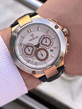 Raymond Nişan Ve Damatlara Özel Deri Kordon 2 Yıl Garantili 5 Atm Erkek Kol Saati+Bileklik RMD.44