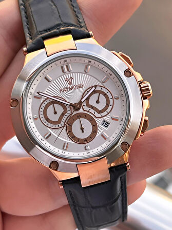 Raymond Nişan Ve Damatlara Özel Deri Kordon 2 Yıl Garantili 5 Atm Erkek Kol Saati+Bileklik RMD.44