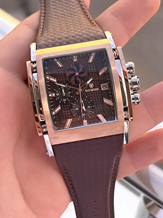 Raymond Nişan Ve Damatlara Özel Deri Kordon 2 Yıl Garantili 5 Atm Erkek Kol Saati+Bileklik RMD.53