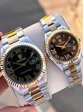 Raymond Ciflere Özel Sevgili Kombini 2 Yıl Garantili 5 Atm Suya Dayanklı Çift Saati CFT.01