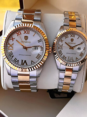 Raymond Ciflere Özel Sevgili Kombini 2 Yıl Garantili 5 Atm Suya Dayanklı Çift Saati CFT.02