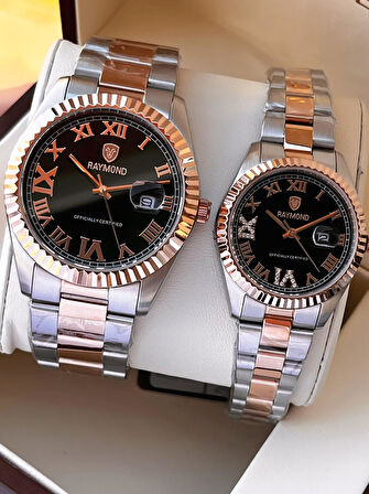 Raymond Ciflere Özel Sevgili Kombini 2 Yıl Garantili 5 Atm Suya Dayanklı Çift Saati CFT.03