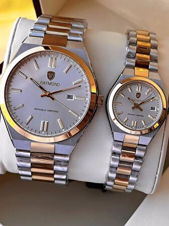 Raymond Ciflere Özel Sevgili Kombini 2 Yıl Garantili 5 Atm Suya Dayanklı Çift Saati CFT.05