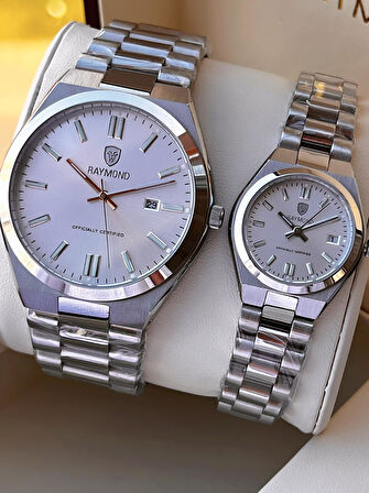 Raymond Ciflere Özel Sevgili Kombini 2 Yıl Garantili 5 Atm Suya Dayanklı Çift Saati CFT.06