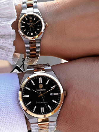 Raymond Ciflere Özel Sevgili Kombini 2 Yıl Garantili 5 Atm Suya Dayanklı Çift Saati CFT.07