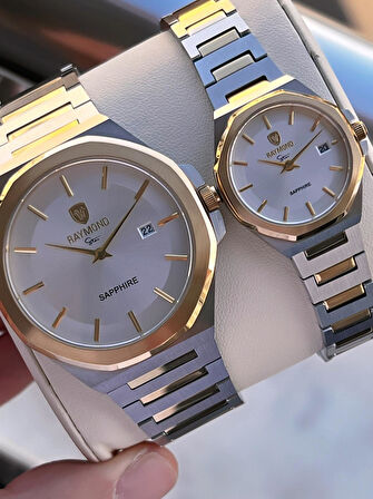 Raymond Ciflere Özel Sevgili Kombini 2 Yıl Garantili 5 Atm Suya Dayanklı Çift Saati CFT.08