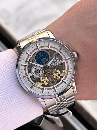 Reward Özel Tasarım Otomatik Mekanizma Çelik Kordon 5 Atm Suya Dayaknıklı Erkek Kol Saati W.14626.2