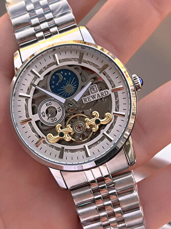 Reward Özel Tasarım Otomatik Mekanizma Çelik Kordon 5 Atm Suya Dayaknıklı Erkek Kol Saati W.14626.2