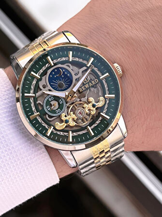 Reward Özel Tasarım Otomatik Mekanizma Çelik Kordon 5 Atm Suya Dayaknıklı Erkek Kol Saati W.14626.7