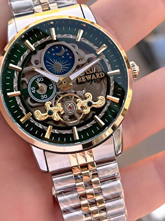 Reward Özel Tasarım Otomatik Mekanizma Çelik Kordon 5 Atm Suya Dayaknıklı Erkek Kol Saati W.14626.7