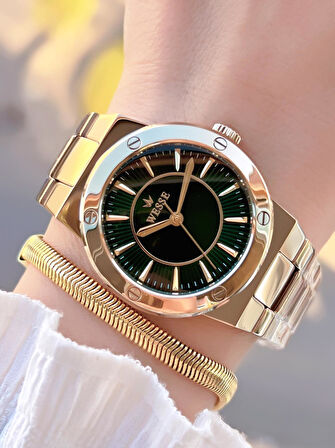 Wesse 2 Yıl Garantili Çelik Kordon 5 Atm Suya Dayanıklı Kadın Kol Saati+Bileklik BYW.1153.01