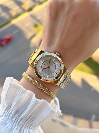 Wesse 2 Yıl Garantili Çelik Kordon 5 Atm Suya Dayanıklı Kadın Kol Saati+Bileklik BYW.1153.03