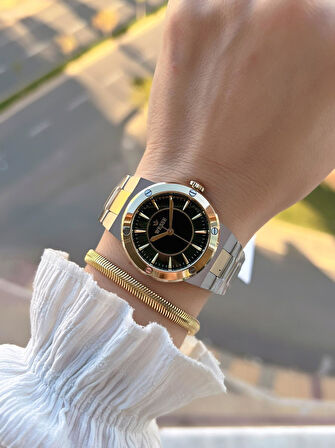 Wesse 2 Yıl Garantili Çelik Kordon 5 Atm Suya Dayanıklı Kadın Kol Saati+Bileklik BYW.1153.04